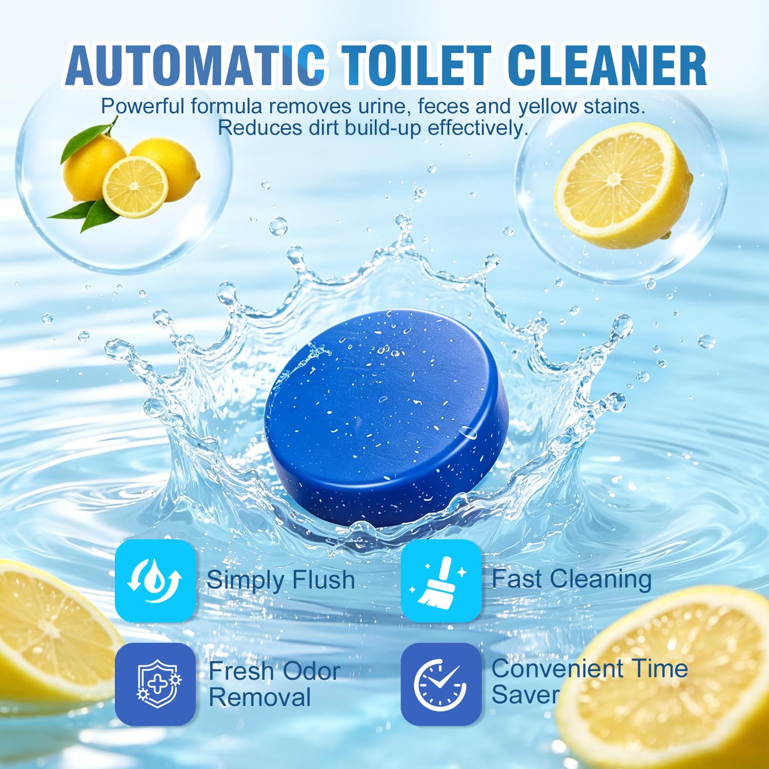 12 Tablets Toilet Bowl Cleaner Tablets for Tank - Automatic Toilet Tank Cleaner Tablets, Blue Toilet Tablets for Hard Water & Toilet Ring Removal