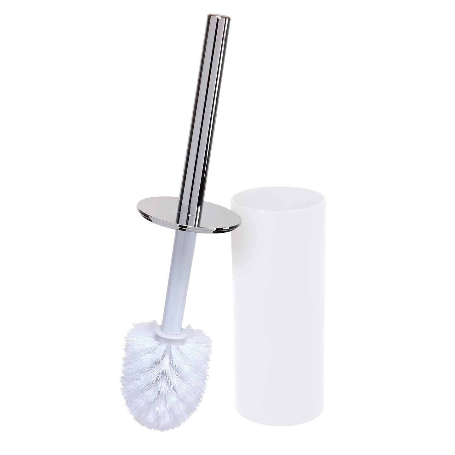 Bath Bliss Soft Touch Toilet Brush and Holder Set | Bathroom Cleaning | Durable 360 Degree Bristle | Discrete Storage | Matte White