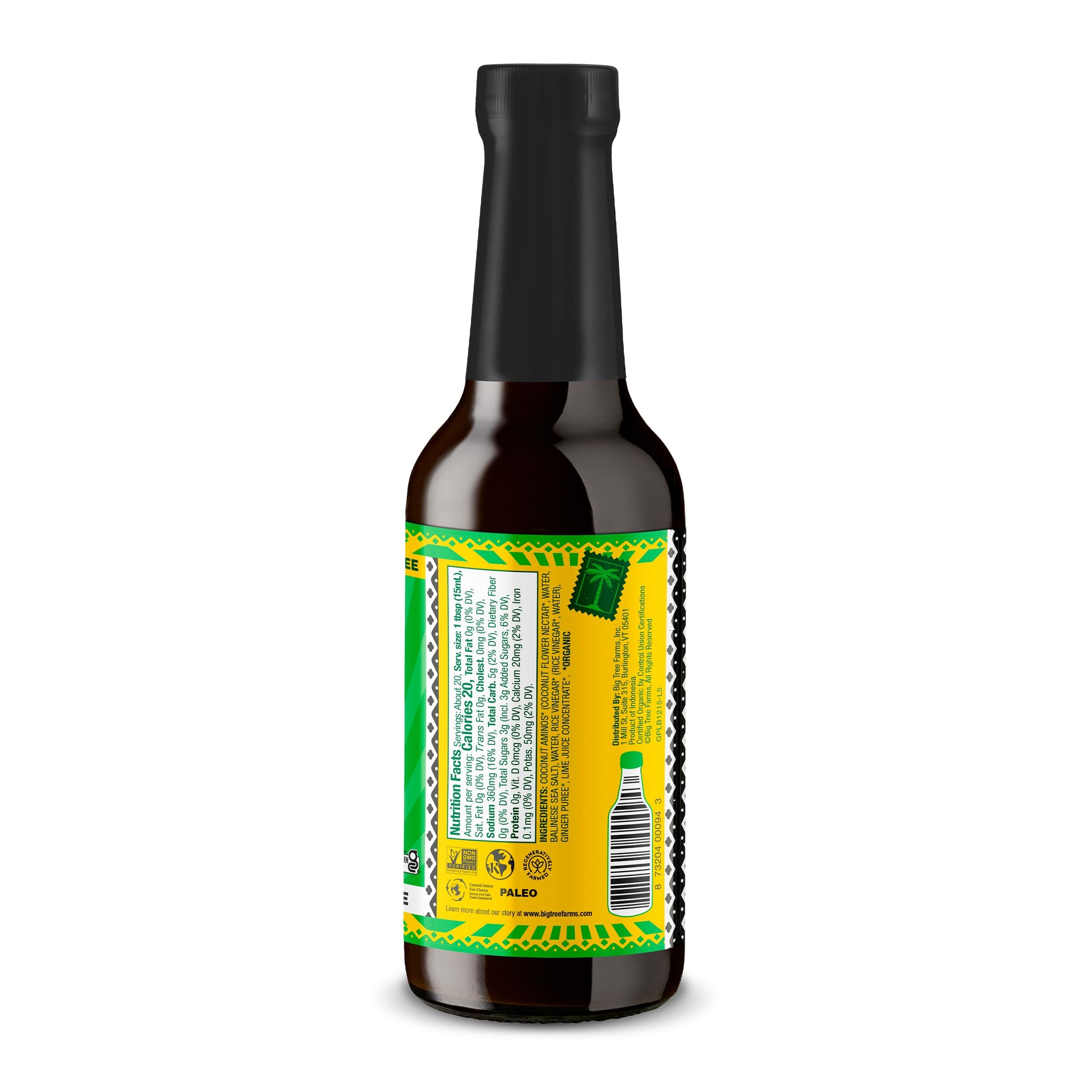 Big Tree Farms Organic Coco Aminos - Liquid Coconut Aminos, Soy-Free Sauce, Low Sodium, Soy Alternative, Gluten Free, Kosher, Marinade & Sauce