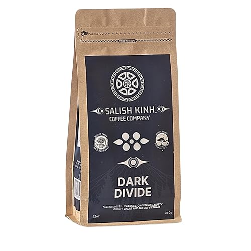SALISH KINH Whole Bean Coffee | Dark Divide | 12 oz Bag | 100% Robusta | Bold Roast | Specialty Grade | Single Origin | Direct Trade | Indigenous