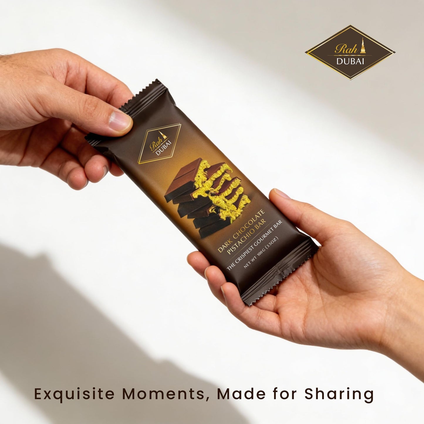 Rah Dark Dubai Chocolate Bar Pistachio, 3.5oz - 100g, Dubai Dark Chocolate Bar Pistachio | Loaded with Kunafa | Crunchiest Kataifi Delight Perfect