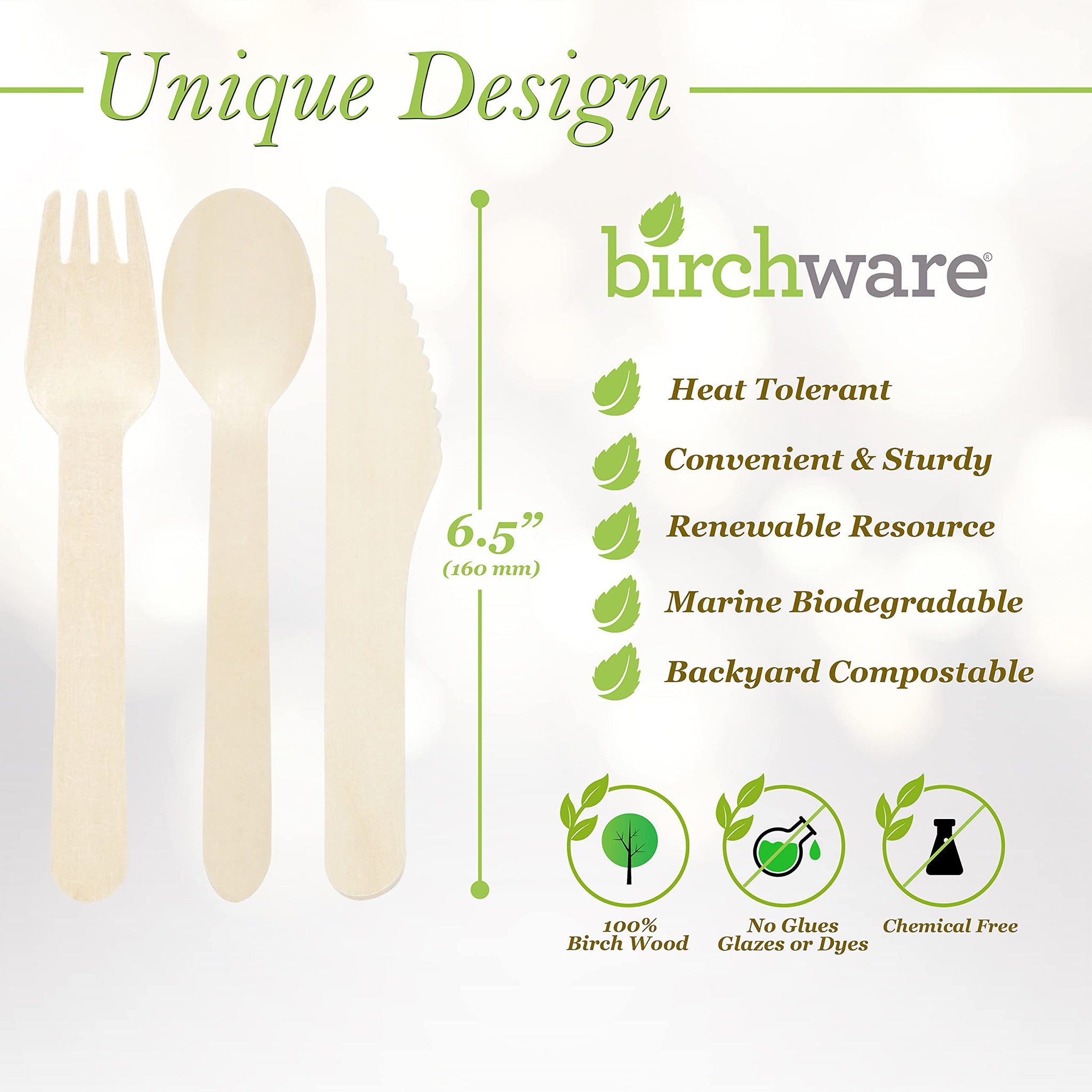 Birchware Classic Forks 6.5" - (2500 Count) Compostable Wooden Forks, Biodegradable Party Supplies, Sturdy, Heat Tolerant and Eco-Friendly.