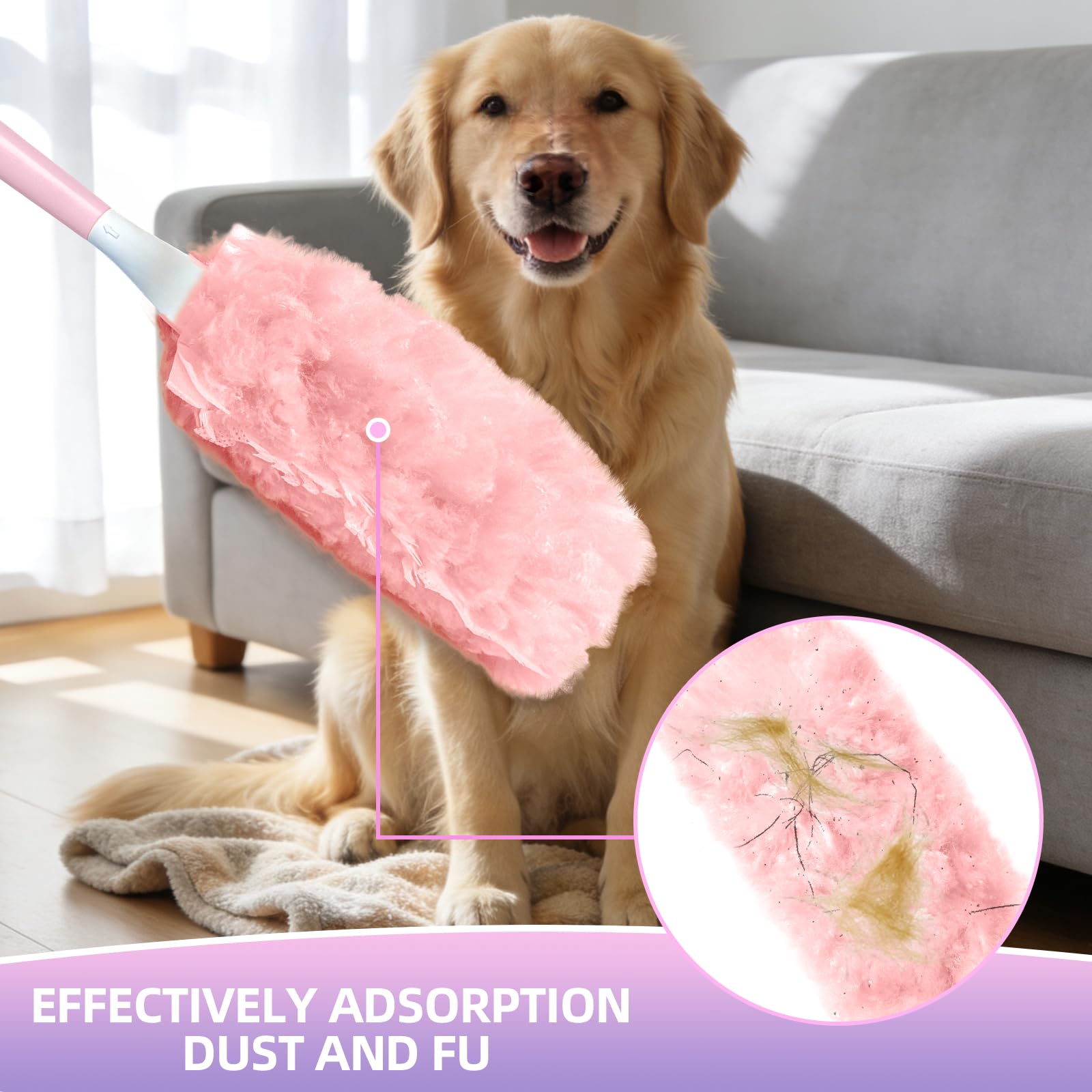30 Count Duster Refills Compatible with Swiffer Handle, 360° Multi-Surface Duster Refills with 1 Handle, Dusters with 5X Microfibers for Cleaning