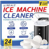 STREALE Ice Machine Cleaner Maker and Descaler - 24 Ice Maker Cleaner Tablets Compatible with All Major Brands, Nickel Safe Descaler Countertop
