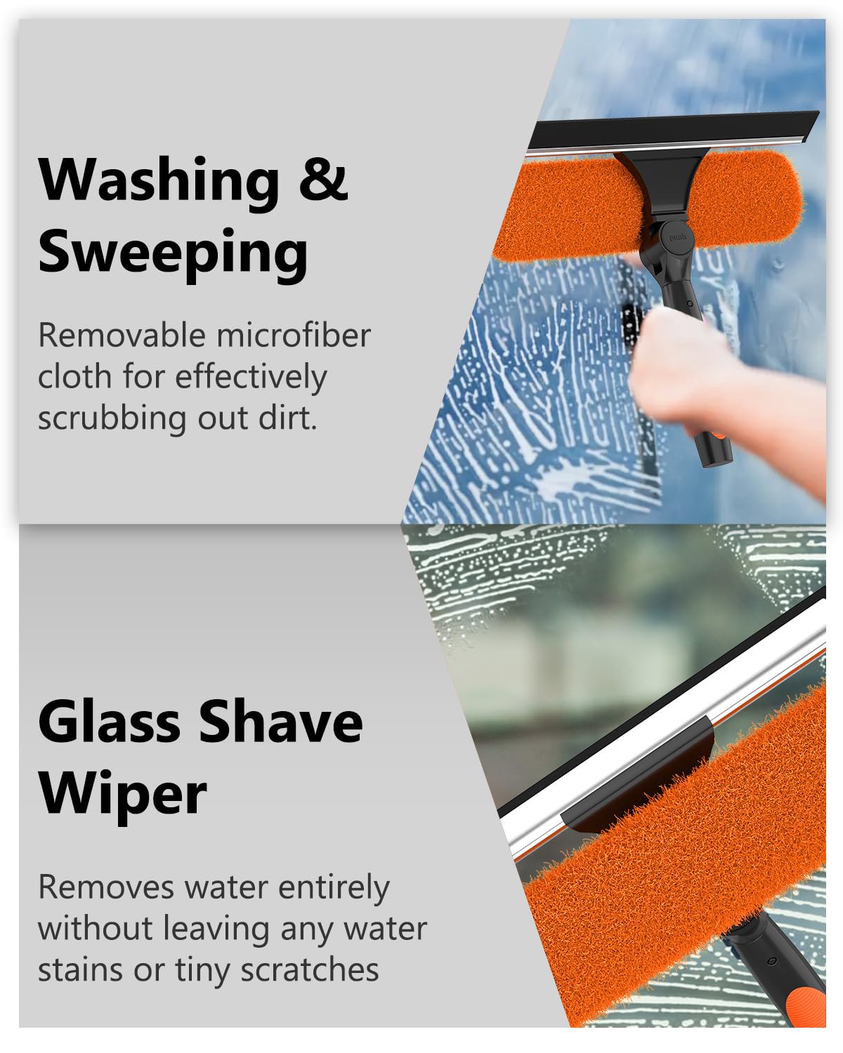 SKGPOLE 26FT Reach Window Squeegee for Window Cleaning Kit with 5-20 Foot Telescoping Extension Pole, 2 in 1 Window Squeegee, Cobweb Duster, Dust Kit