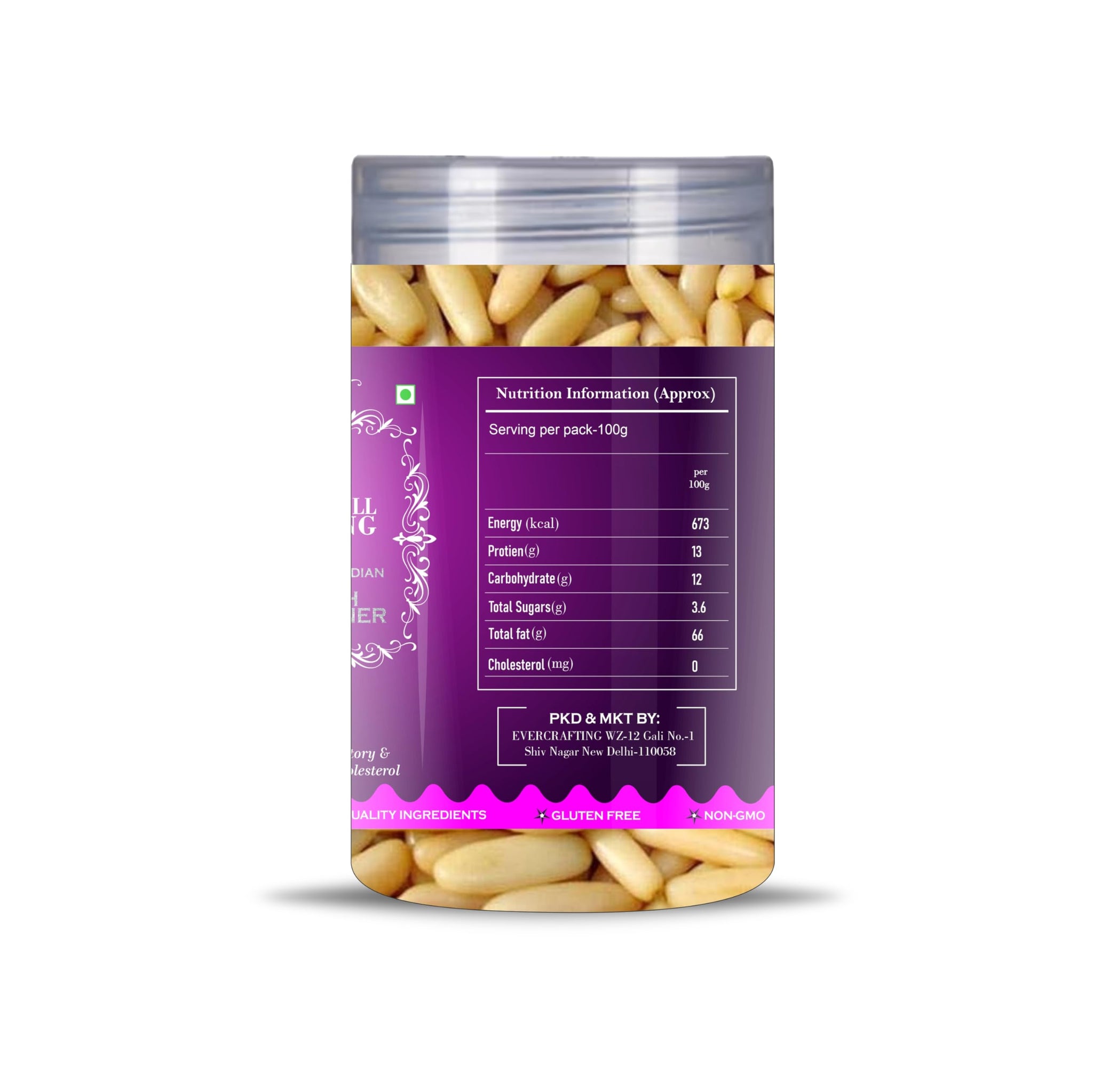 Blessfull Healing Pine Nuts 5 Oz(Ounce) Airtight Container With Spoon