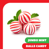 Jumbo Mint Balls - 2 Pound Bulk Pack - 90 Count - Peppermint Hard Candy Individually Wrapped - Classic Peppermint Candy for Jars, Gifting, and Holiday