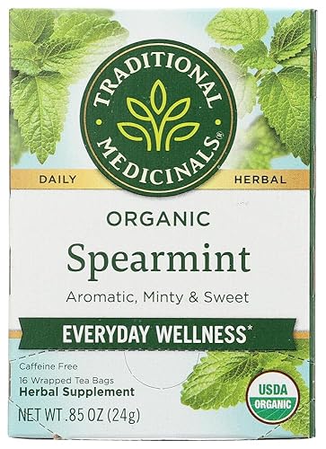 (NOT A CASE) Organic Spearmint Caffeine Free Herbal Tea 16 Tea Bags