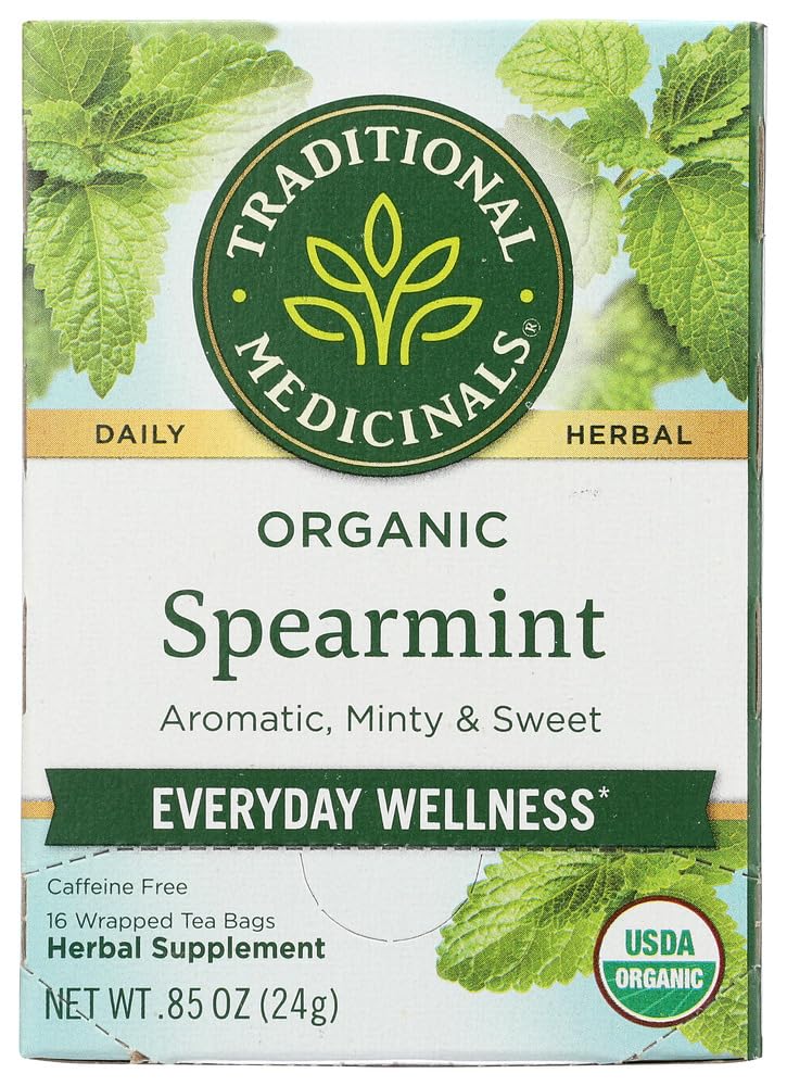 (NOT A CASE) Organic Spearmint Caffeine Free Herbal Tea 16 Tea Bags