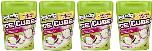 Ice Breakers Ice Cubes Sugar Free Gum, Kiwi Watermelon, 40-Piece Container 4 Pack