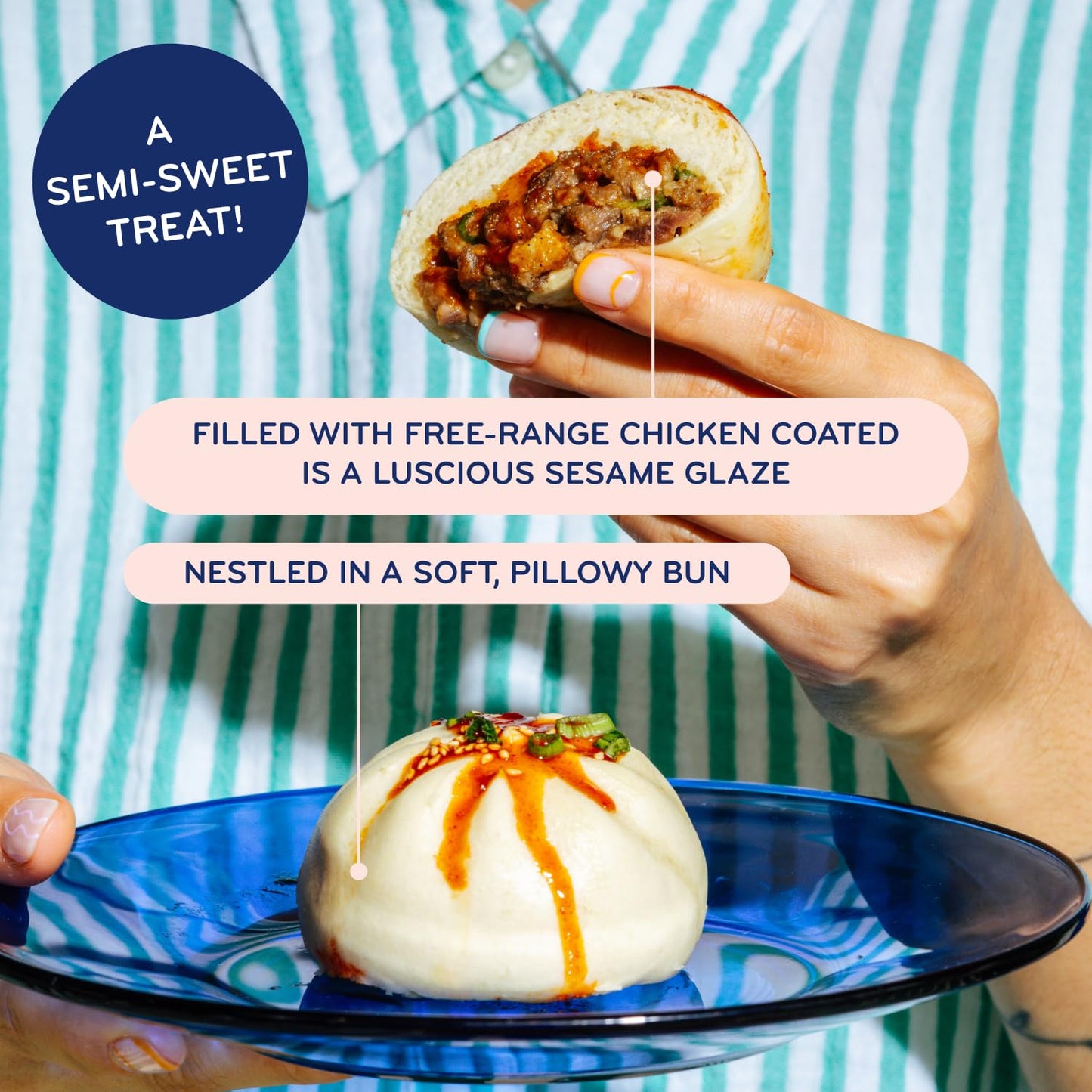 Laoban Dumplings?Sesame Chicken Bao Buns?Made with Free-Range Chicken, Shiitake Mushrooms, and Sesame?Frozen Meals Made from Scratch | No Artificial