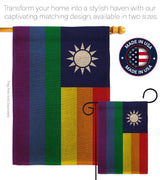 Americana Home & Garden Taiwan Pride Burlap House Flag Support Rainbow Love LGBT Gay Bisexual Pansexual Transgender Decoration Banner Small Garden
