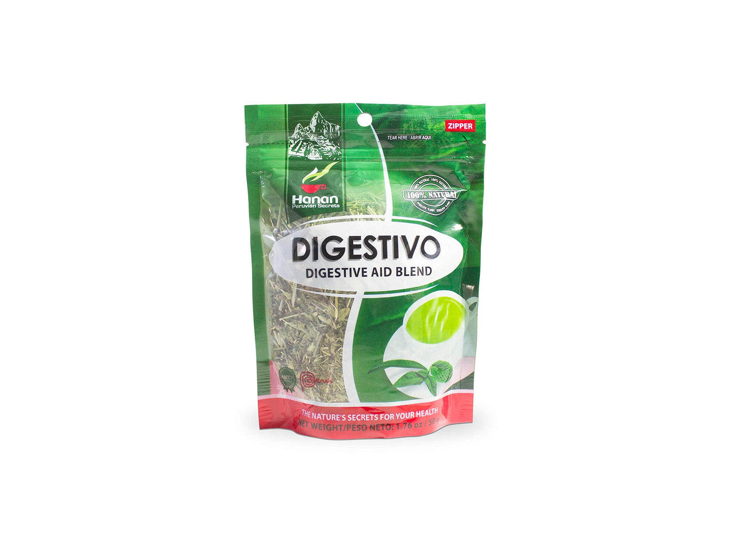 Hanan Peruvian Secrets Digestivo Herbal Tea | 100% Natural Digestive Aid Blend | 1.76oz / 50g | Naturally Cleanse the Digestive Tract, Relieve