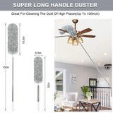 100-inch Extra-Long Dusters, Cleaner Tools with Extension Pole and Bendable and Washable Microfiber Head, Feather Duster for High Ceilings,Ceiling