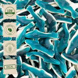 Halal Blue Sharks Gummy Candy Bulk - 5 Pound Bag of Fruity Blue Raspberry & Vanilla Gummies, Soft Chewy Shark Candy for Parties, Candy Buffets, Goodie