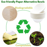 Haawooky 100 Pack White Disposable Paper Bowls, 8oz Natural Compostable, Eco-friendly Paper Biodegradable Bowls for Party, Salad, Dessert