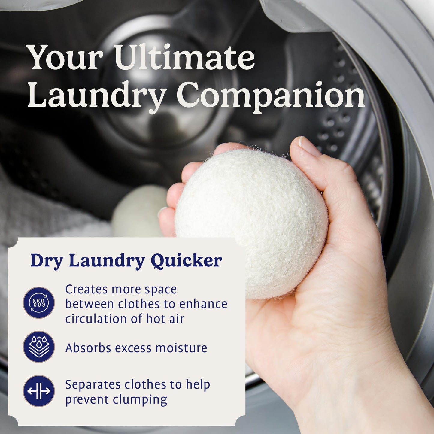 Handy Laundry Wool Dryer Balls - Natural Fabric Softener, Reusable, Reduces Clothing Wrinkles and Saves Drying Time, Better Alternative to Plastic