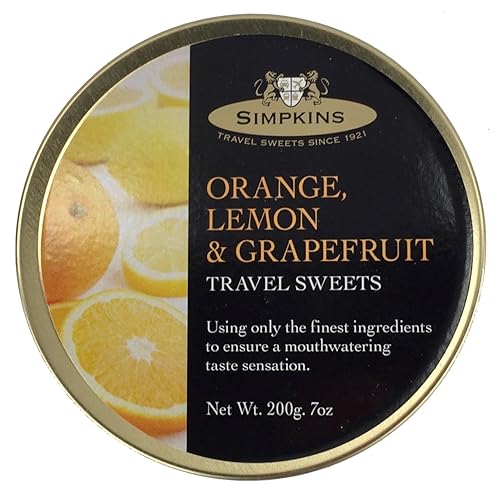 Simpkins Candy Travel Sweet, Orange Lemon & Grapefruit Drops, 7 Ounce Tin (Pack of 1)