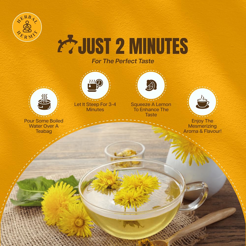 Dandelion Root Tea Bags 50 Count, Mild & Earthy Flavor Herbal Detox Tea - 100% Natural Ingredients, No Artificial Additives or Chemicals