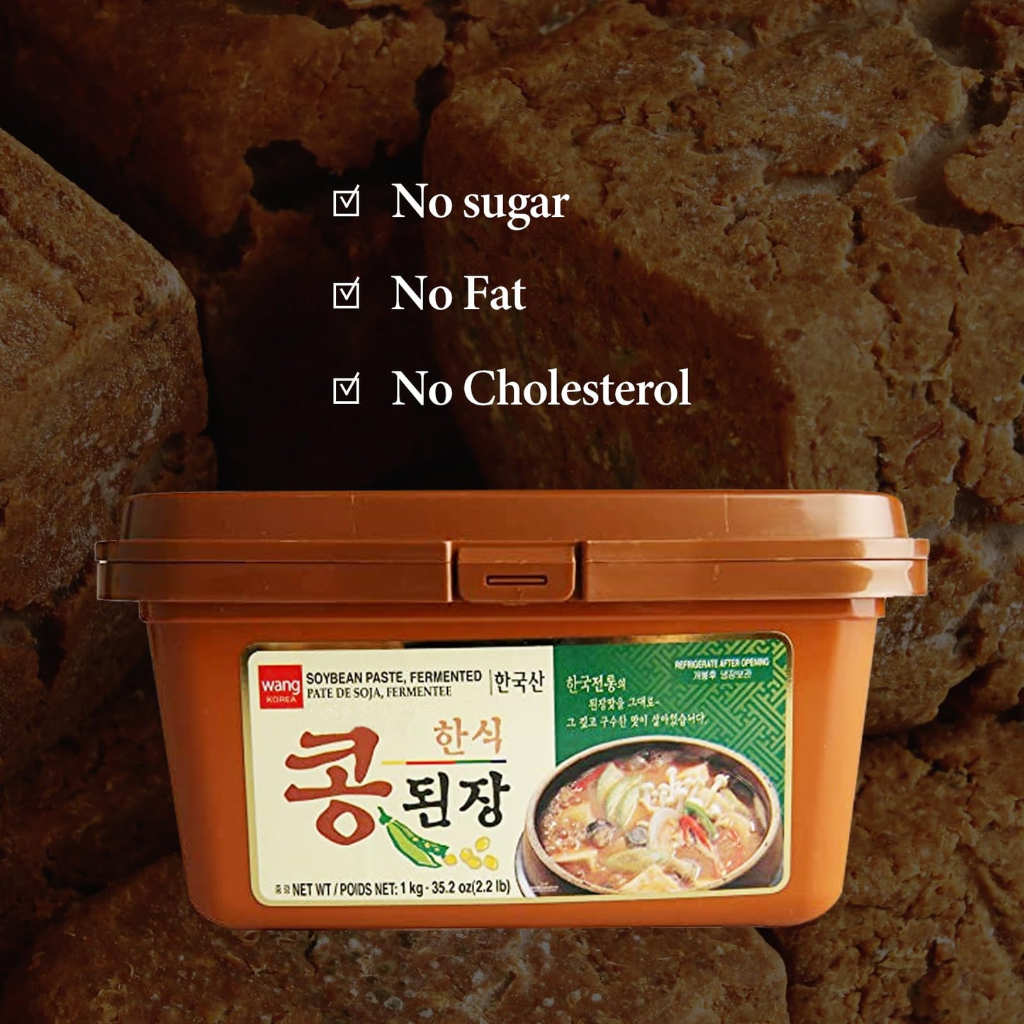 Wang Korean Traditional Doenjang - Authentic Fermented Soybean Paste | Korean Pantry Staple for Doenjang Jjigae, Ssamjang & Korean BBQ Marinades | 1.1