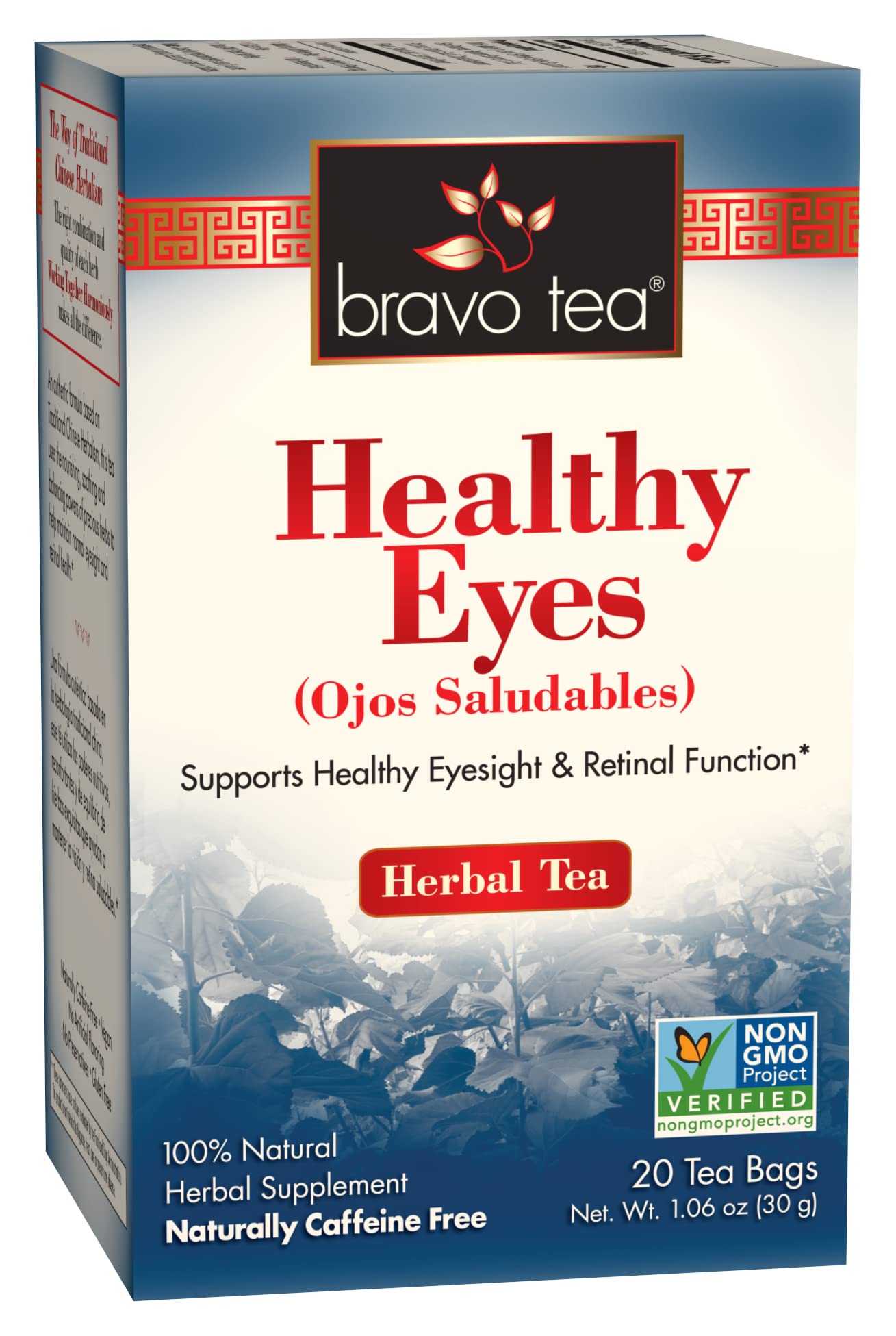 Bravo Tea Healthy Eyes Herbal Tea Caffeine Free, 20 Tea Bags, 6 Count