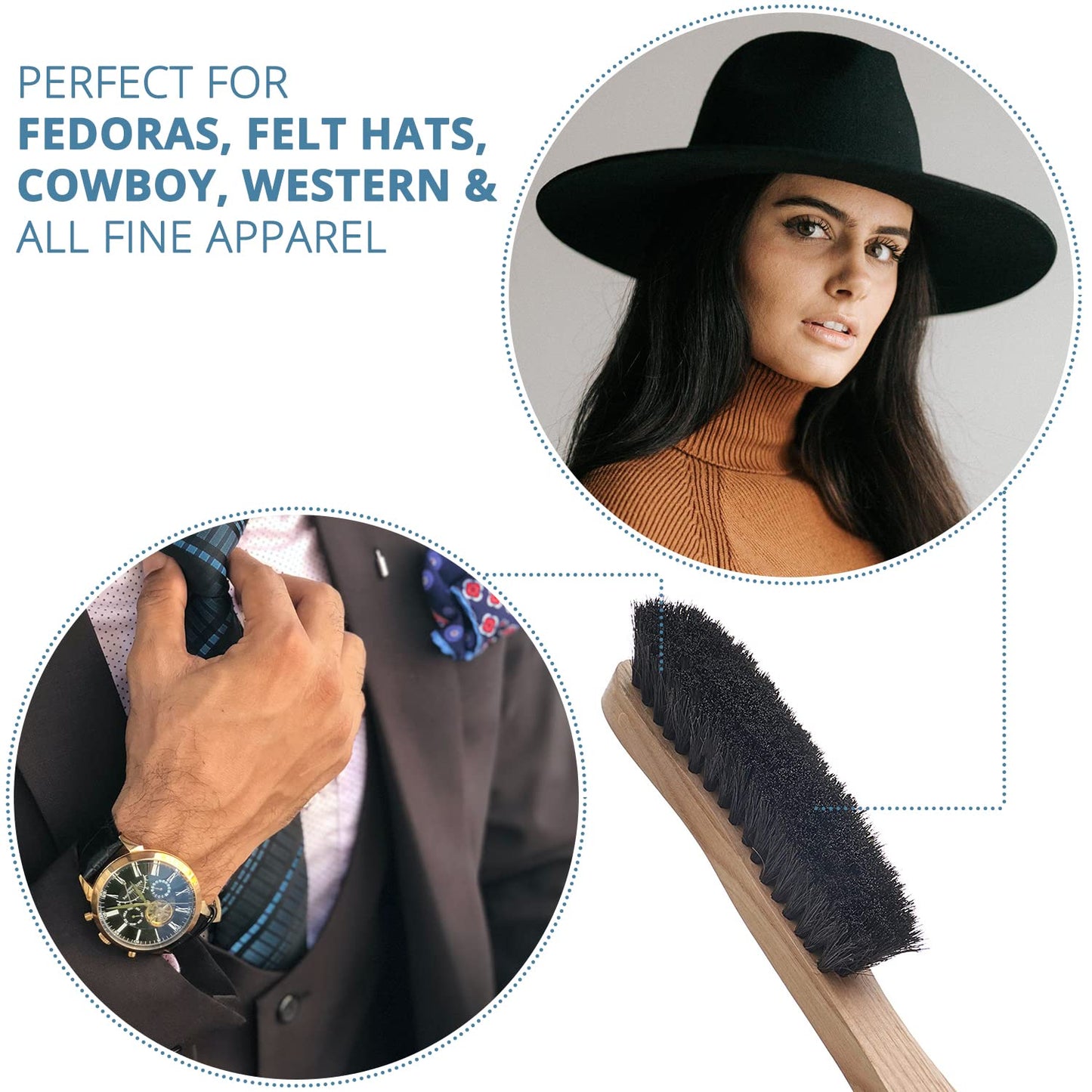 Hat Brush Felt Hats Fedora Baseball Cap Western Cowboy Hat Cleaner Lint Remover Clothes Suits Garment Wool Cashmere Furniture Pet Hair Cleaning Kit