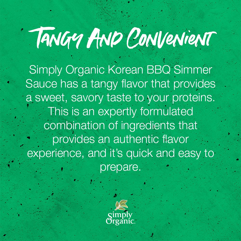Simply Organic Korean BBQ Simmer Sauce, Certified Organic | 8 oz | Pack of 6