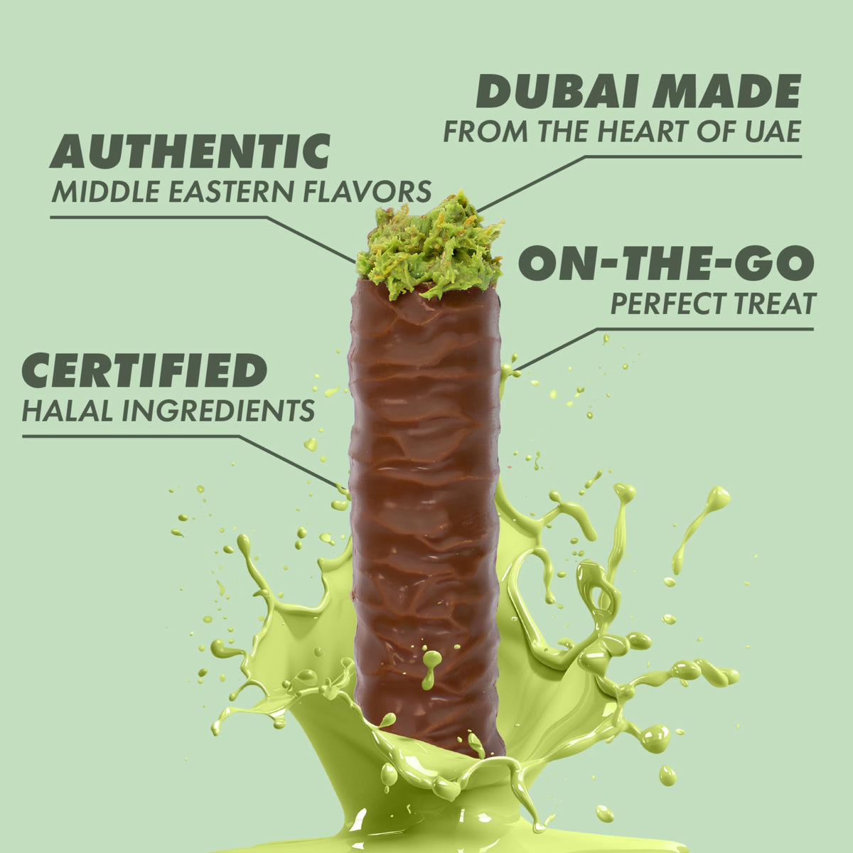 Habibi’s - Dubai Chocolate Bar | Authentic Middle Eastern Dessert | Gourmet Chocolate Pistachio Treat | Premium Pistachio Cream Filling | Made in