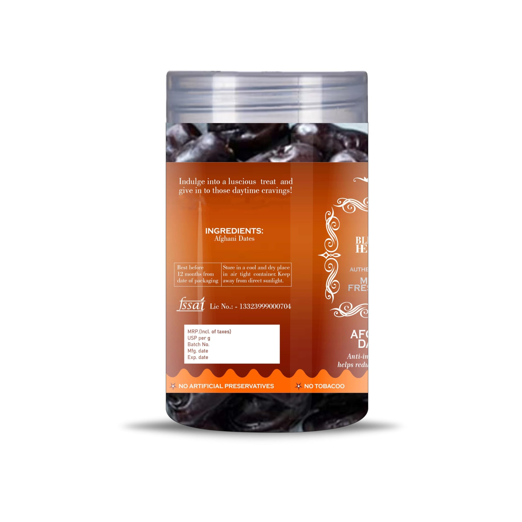 Blessfull Healing Afghani Dates 5 Oz(Ounce) Airtight Container With Spoon