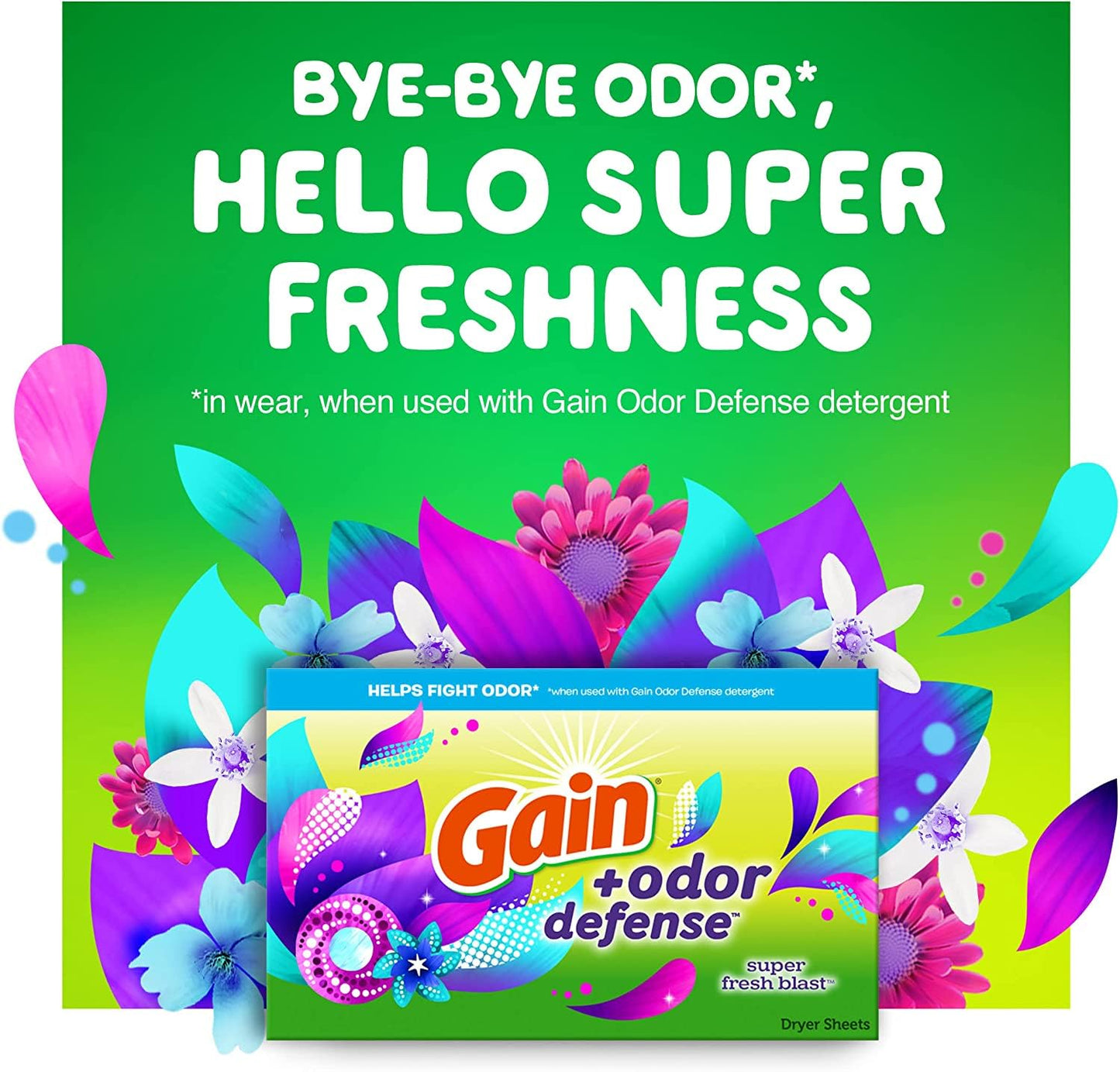 Gain Dryer Sheets Plus Odor Defense, Super Fresh Blast Scent, 240 Count, Helps fight static and odor, laundry sheets