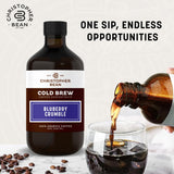 Christopher Bean Hand Crafted Blueberry Crumble Flavored Coffee - Unsweetened Cold Brew & Iced Instant Coffee Distillate Liquid Java - Blueberry