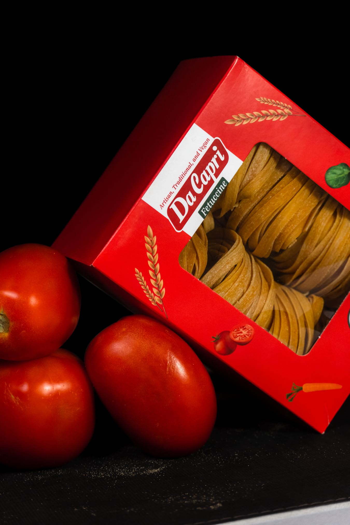 Da Capri Tomato Fettuccine (Pack Of 2) | Artisanal Homemade Pasta | 16 Oz Vegan & Healthy | 100% Natural & Plant-Based | Easy to make & Fast Cooking
