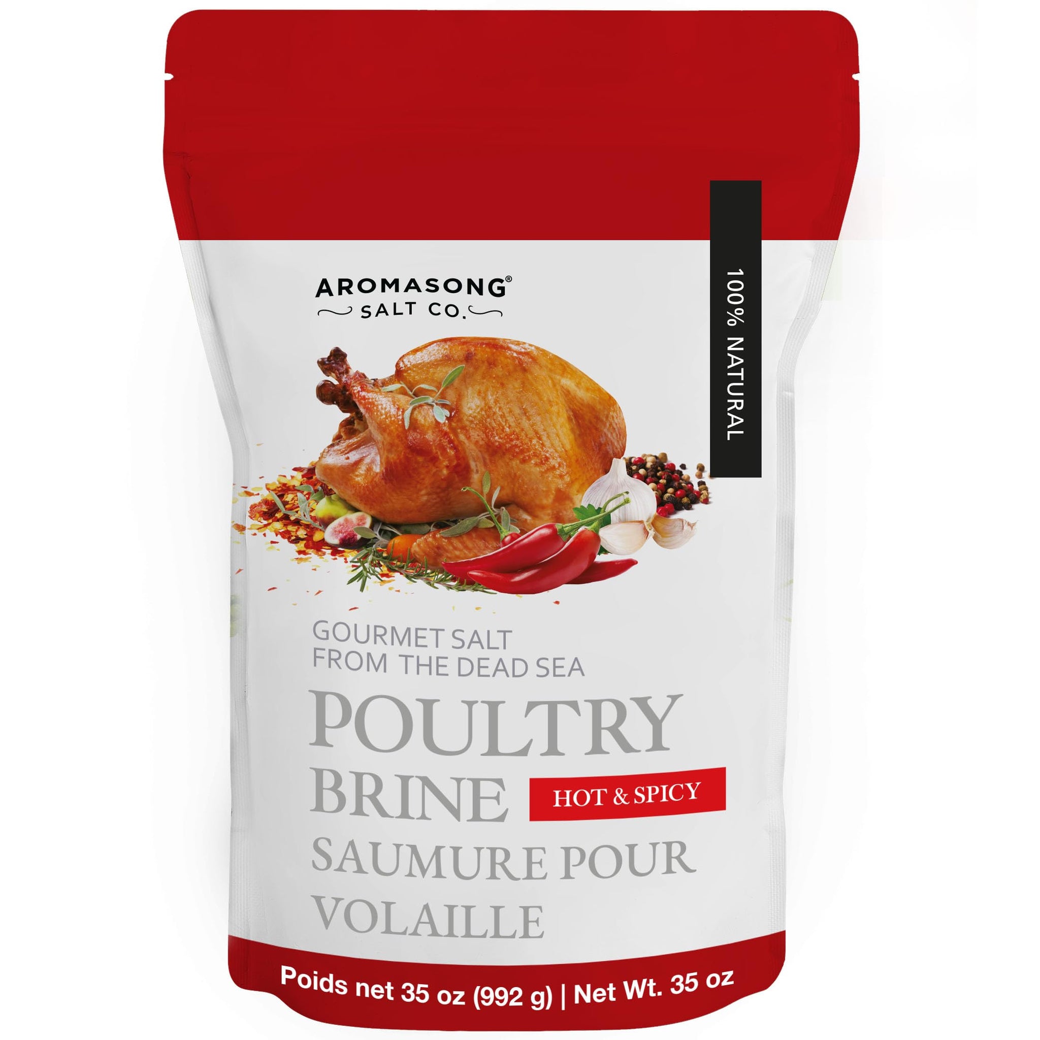 Aromasong Turkey Brine, Hot & Spicy, For Wet & Dry Brining, 2 Lb. 100% Natural, Gourmet Sea Salt Poultry Seasoning, for Roasting, Grilling, & Smoking