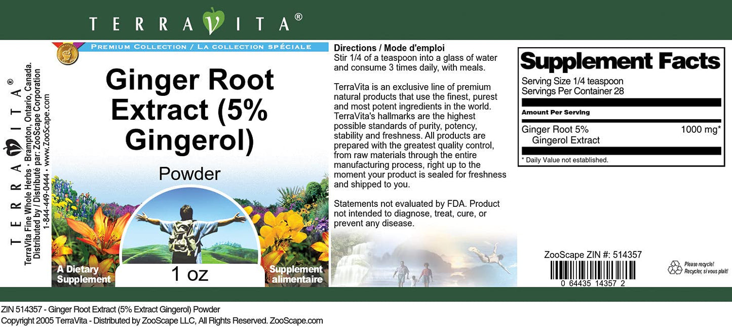 Terravita Ginger Root Extract (5% Gingerol) Powder (1 oz, ZIN: 514357) - 3 Pack