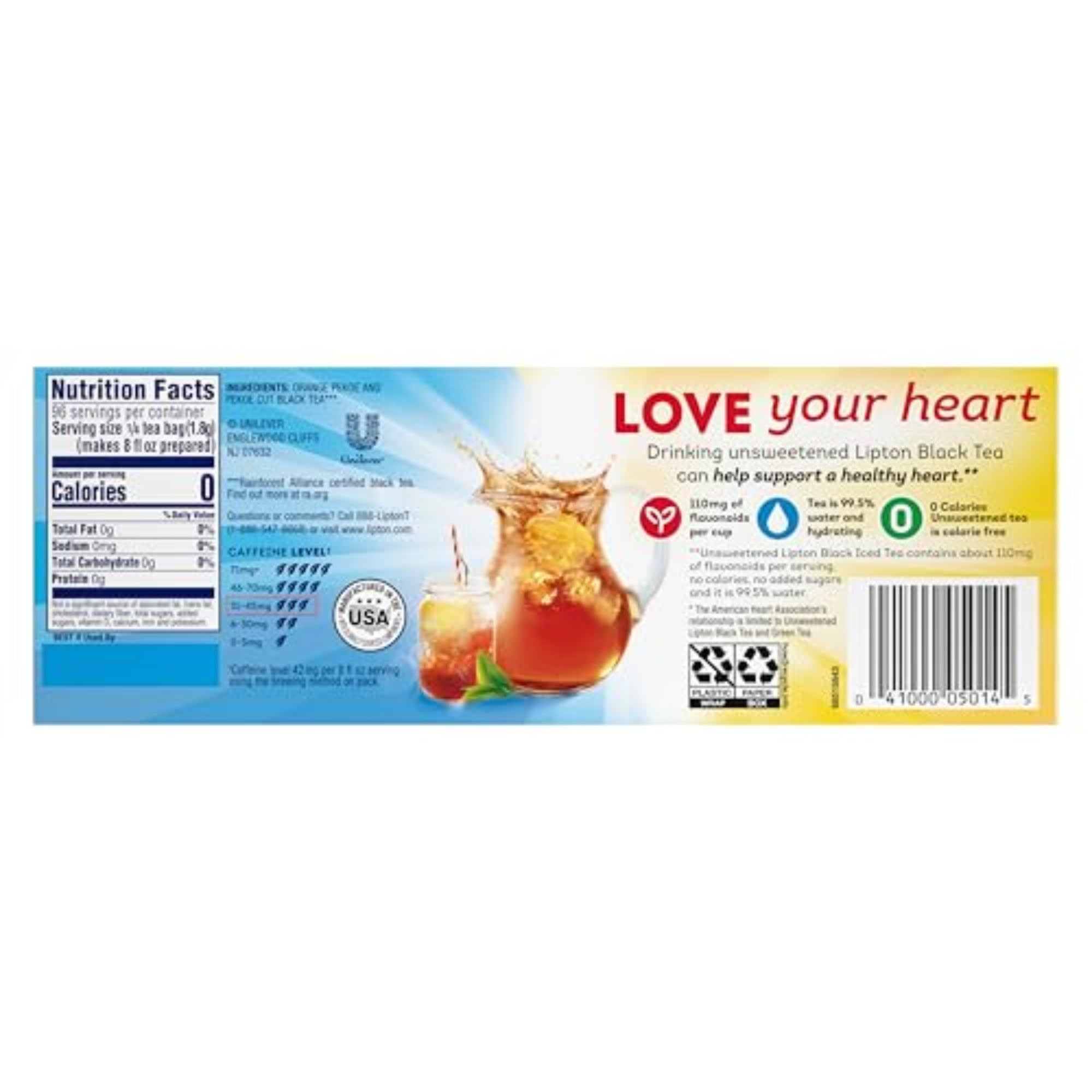 Lipton Decaf Black Iced Tea Bags, Family Size Zero Calories, 24 Total Tea Bags