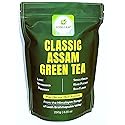 CLASSIC ASSAM GREEN TEA, Green Tea, Loose Leaf (250g/8.81oz)/100 Cups | Non-GMO, 100% Pure Organic Green Tea Leaves Sourced from Lush Brahmaputra