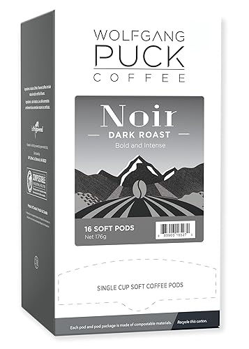 Wolfgang Puck Soft Coffee Pods, Noir, 12 Gram Soft Pods, 16 count (Pack of 3)