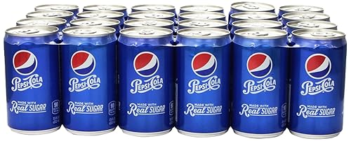 Pepsi Made with Real Sugar, 7.5 Fl Oz Mini Cans, 24 Pack
