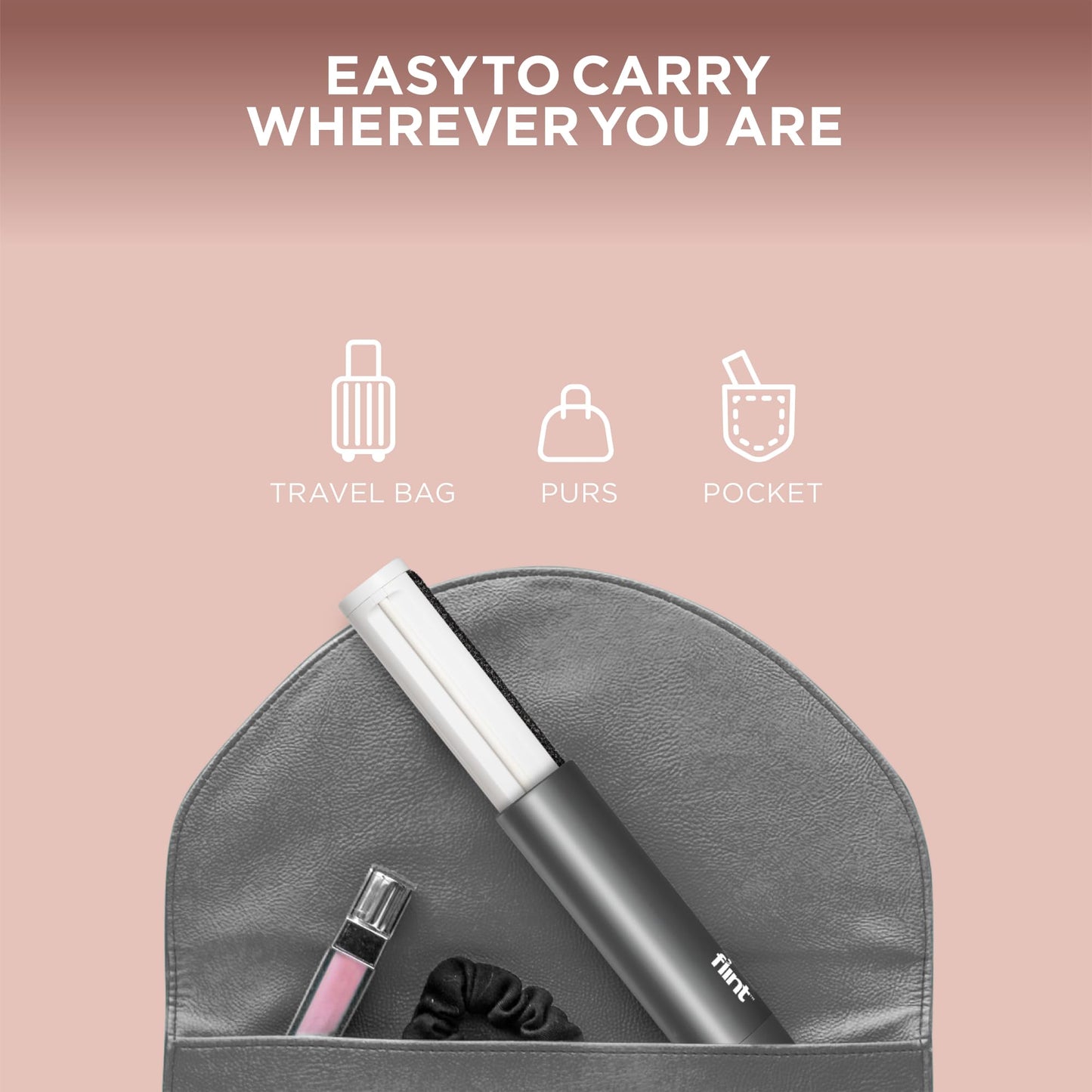 Flint All-in-One Fabric Shaver, Compact, Retractable & Travel-Friendly Fuzz Remover with 2 Fabric-Safe Care Surfaces, Lint Brush & Lint Roller