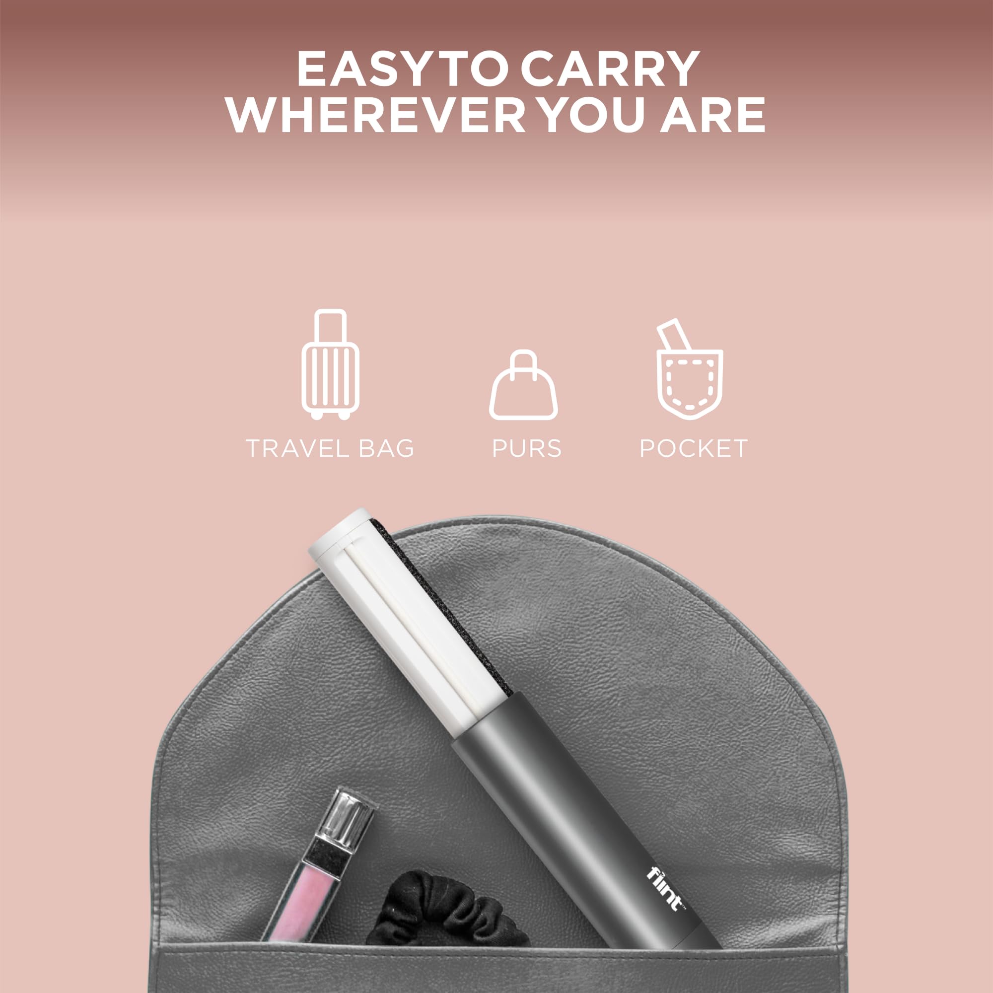Flint All-in-One Fabric Shaver, Compact, Retractable & Travel-Friendly Fuzz Remover with 2 Fabric-Safe Care Surfaces, Lint Brush & Lint Roller