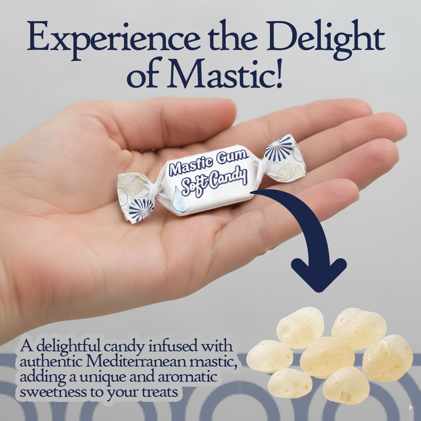 Ceres Gourmet Mastic Soft Candy Bulk 2.2 lb - Individually Wrapped Chewy Candy with Natural Mastic Flavor - Bulk Gourmet Candies for Parties, Offices