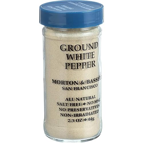 Morton & Bassett Ground White Pepper, 2.3 oz - Non-GMO, Salt-Free, Smooth and Mild for Sauces, Soups & Seasoning