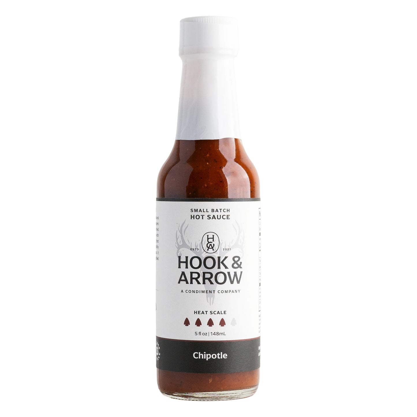 Hook & Arrow Chipotle Ghost Pepper Hot Sauce - Smoky Spicy Hot Pepper Sauce - Gluten-Free, Vegan, Paleo, Low Carb (5 fl oz, 30 servings)