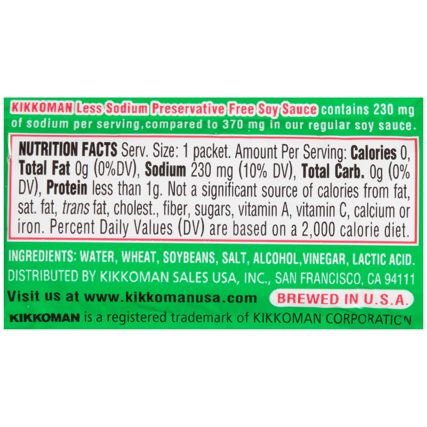 Kikkoman Low Sodium Preservative-Free Soy Sauce, 6 ml (Pack of 500), 0.02 Pound