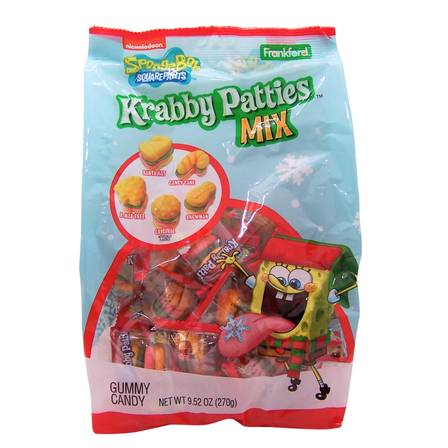 Krabby Patties Holiday Mix Gummy Candy, Christmas Candy for Stockings, 5 Assorted Shapes, 30 Count, 9.52 Ounces
