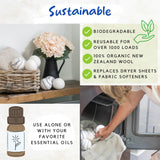 Organic Wool Dryer Balls Laundry Reusable (Set of 6) XL - 100% Pure New Zealand Wool - Natural Anti Static Fabric Softener Balls