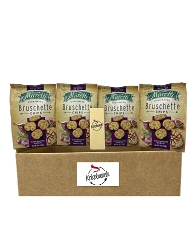 All Natural Bruschette Bruschetta Vegan Cracker Bruschettini Chips 4 PACK (5oz, Roasted Garlic)