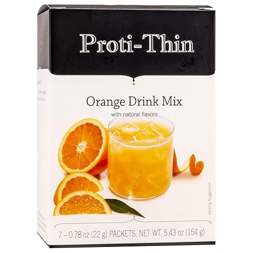Proti-Thin Orange Fruit High Protein Drink Mix - Instant Refreshment with Natural Flavors | Low Calorie & Low Carb, Fat & Sugar-Free, Gluten-Free |