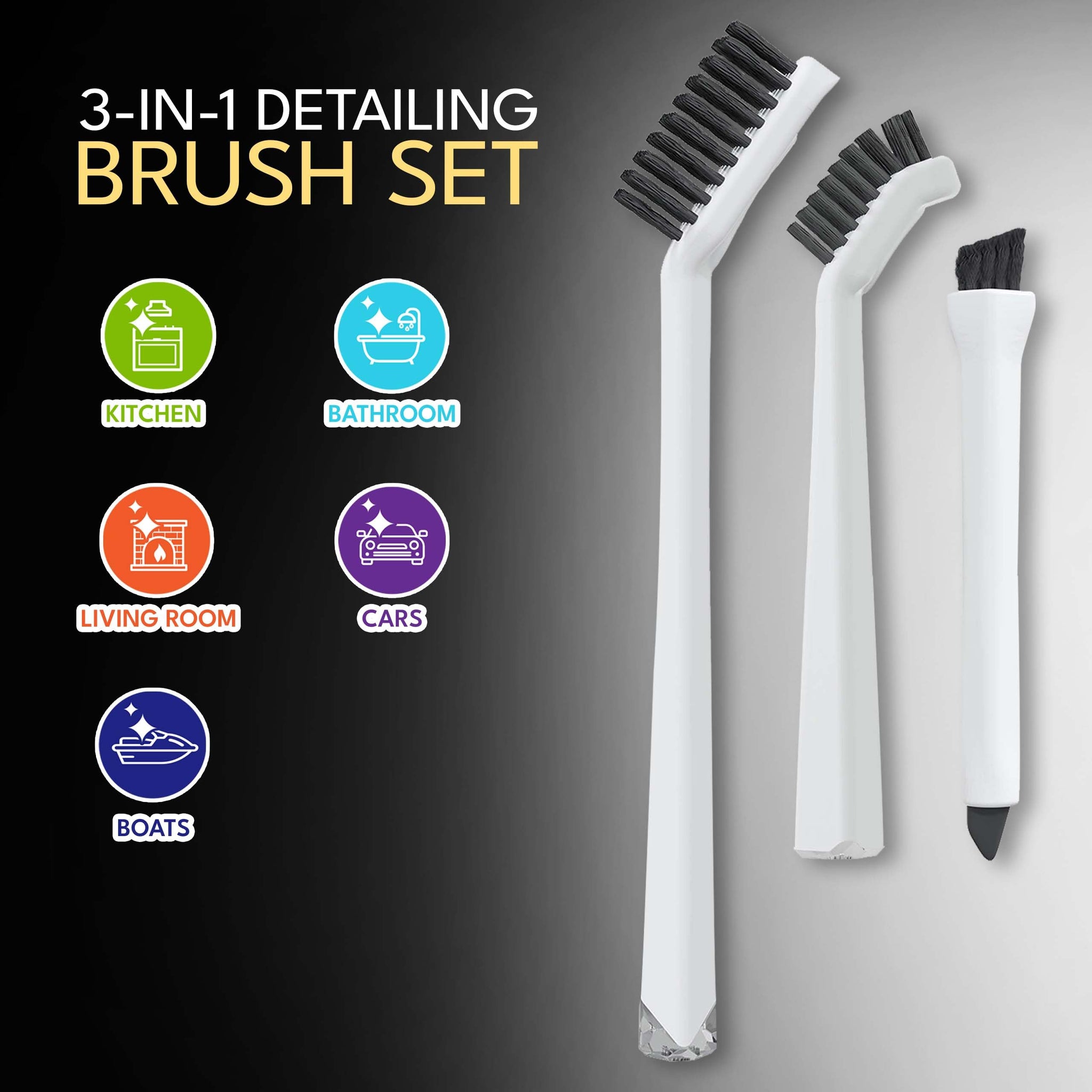 Grout Cleaning Brushes Set (3 Pcs) Deep Cleaner Multi-Purpose Stiff Bristle Brush, Cleaning Toothbrush for Cleaning Corners, Spaces, Tile, Shower
