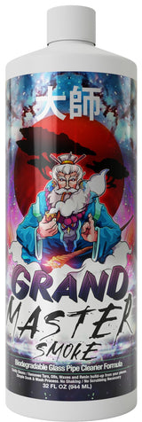 GRAND MASTER SMOKE 32oz Soak & Wash Glass Pipe Cleaner - Cleanse, Deodorize, Restore - No Shaking/No Scrubbing